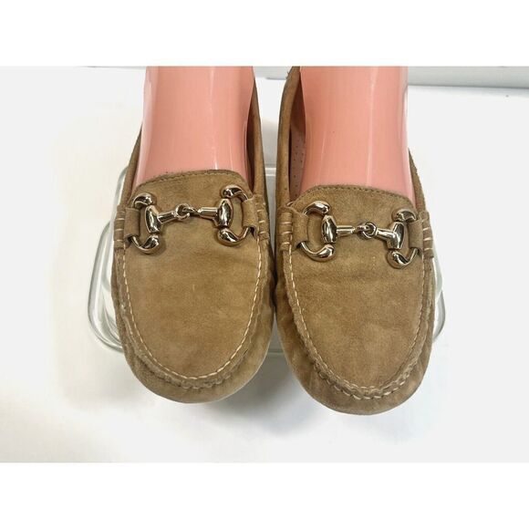Patricia Green Tan Suede Leather Horsebit Moc Toe Driving Shoes Loafers Size 38 - Picture 3 of 14